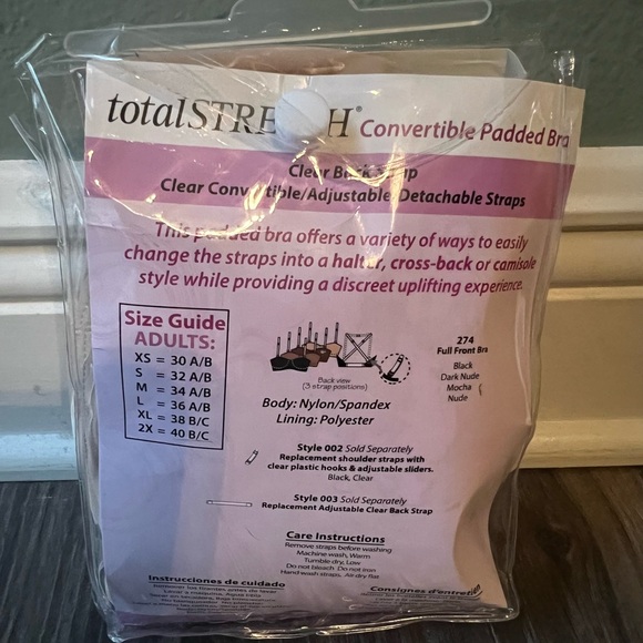 NIB Women’s Body Wrappers Nude Clear Strap Bra - Picture 2 of 2